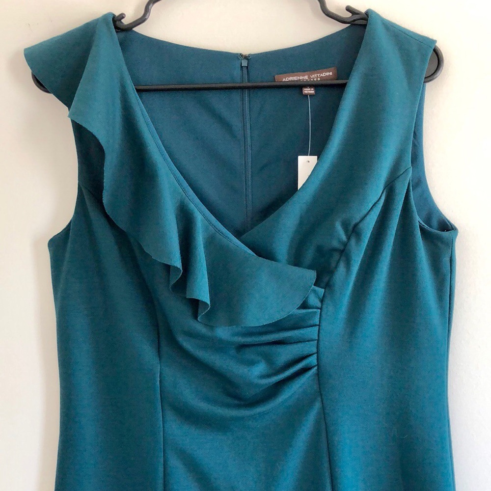 NWT Adrienne Vittadini Carolina Teal Ponte Dress